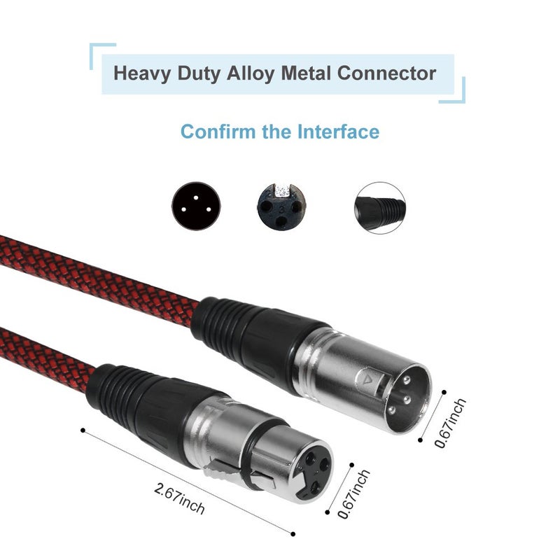 FURUI XLR Cable 10ft 2Pack Male to Female, Microphone Cable 3 Pin Nylon Braided Balanced Mic DMX Patch Cords With Oxygen-Free Copper Conductors - Image 5